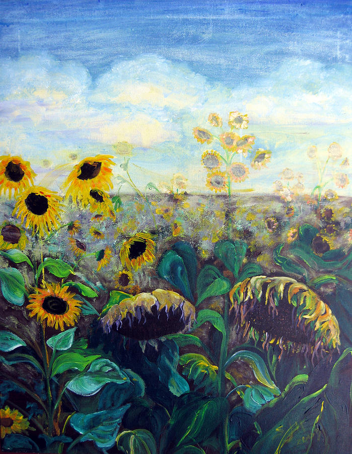 Sunflowers in Tuscany Painting by Sarah Hornsby