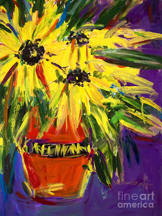 Still Life Painting - Sunflowers in Vase by Julie Kerns Schaper - Printscapes