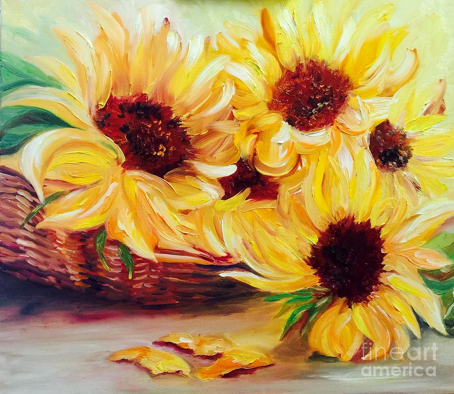 Sunflower Painting - Sunflowers  by Irene Pomirchy