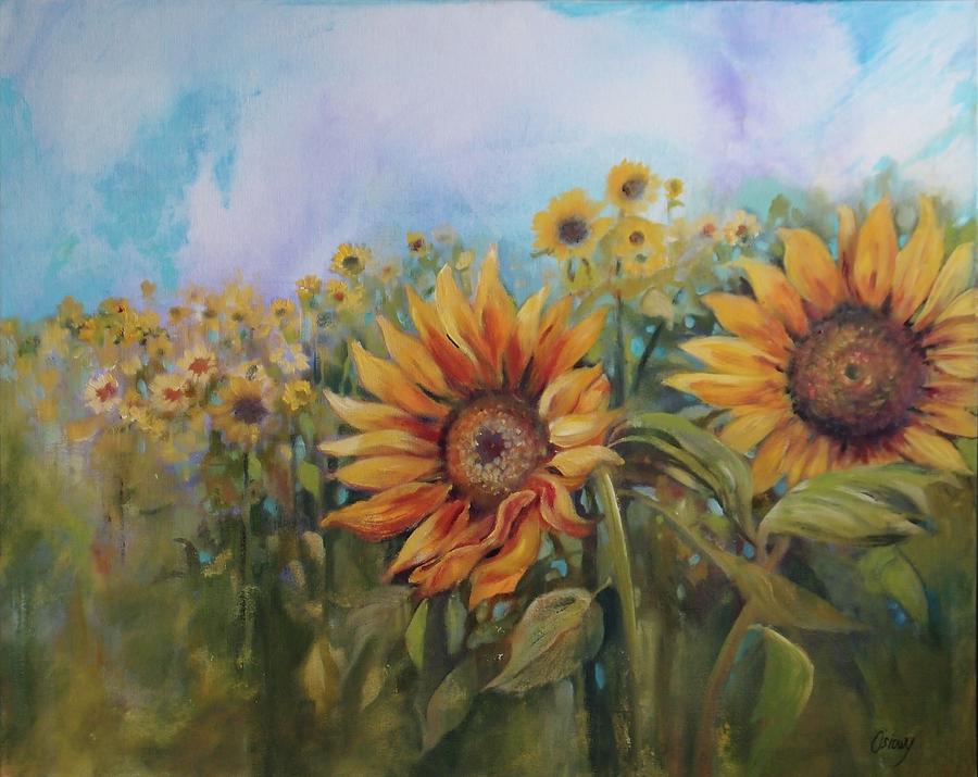 Nature Painting - Sunflowers by Judy Osiowy