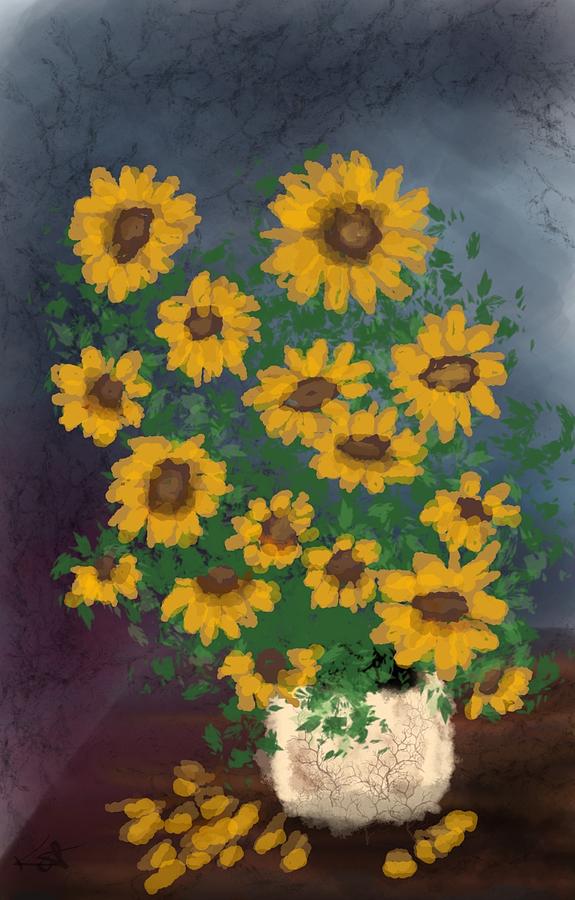 Sunflowers  Digital Art by Kathleen Hromada