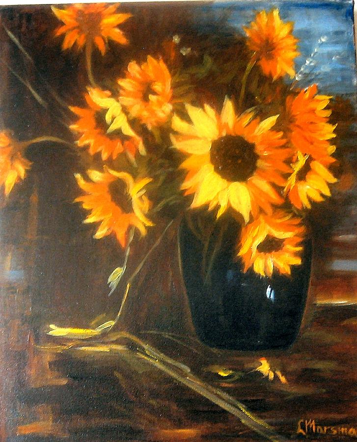 Flower Painting - Sunflowers by Lia  Marsman