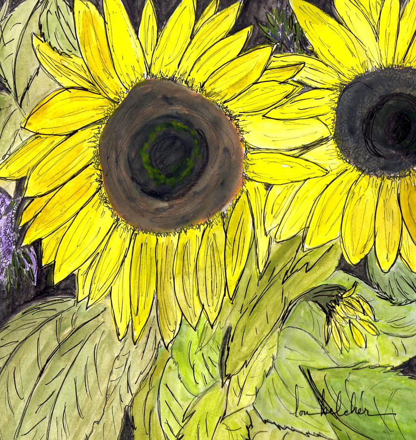 Sunflowers Painting by Lou Belcher