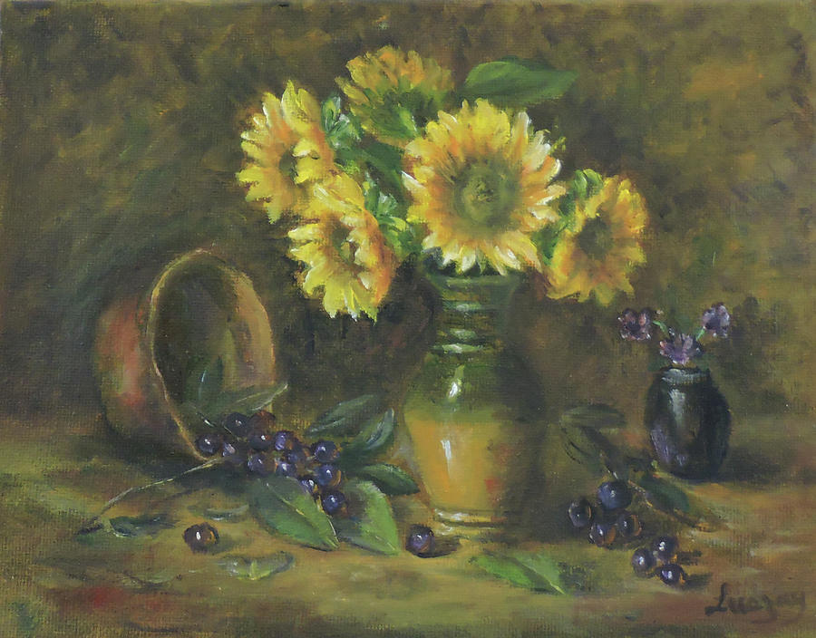 Sunflowers Painting by Katalin Luczay