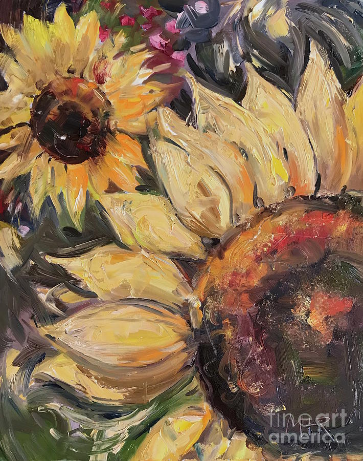 Sunflowers Painting by Maria Reichert