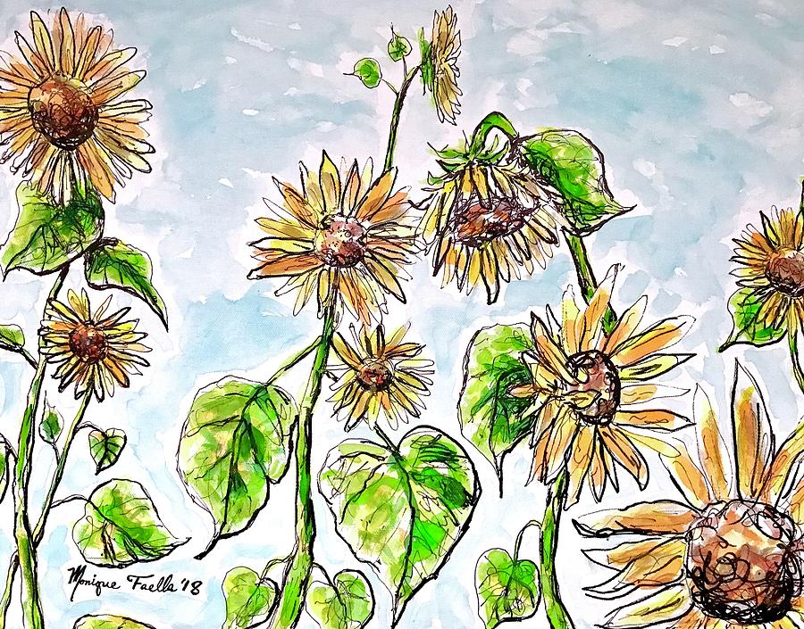 Sunflowers Painting - Sunflowers by Monique Faella Sunflowers Painting - Sunflowers by Monique Faella