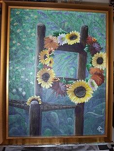 Floral Painting - Sunflowers N April by Pat Corbett Floral Painting - Sunflowers N April by Pat Corbett