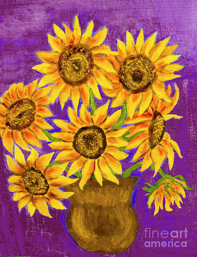 Sunflowers on violet Painting by Irina Afonskaya