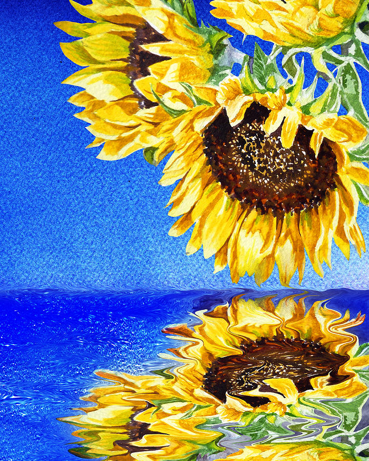 Sunflowers Reflection by Irina Sztukowski Painting by Irina Sztukowski