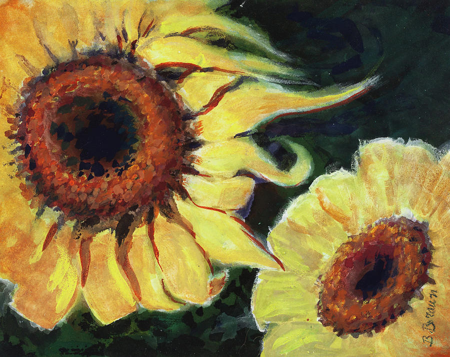 Flowers Painting - Sunflowers Study 1 by Beverly H Braun Flowers Painting - Sunflowers Study 1 by Beverly H Braun