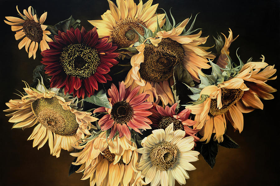 Flower Painting - Sunflowers 130 X 195 cm by Thomas Darnell