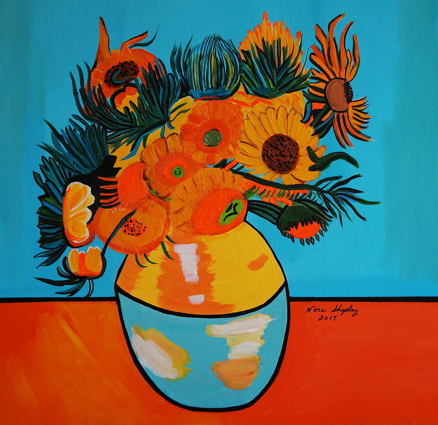 Sunflowers Van Gogh Painting by Nora Shepley