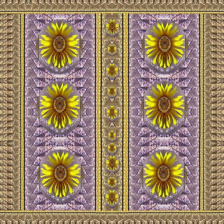 Sunflowers vintage lace in joy and harmonizing Mixed Media by Pepita Selles