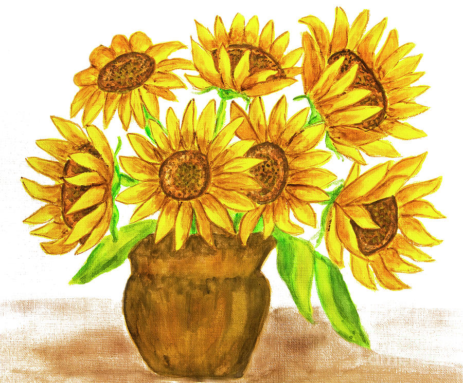 Sunflowers, watercolours Painting by Irina Afonskaya