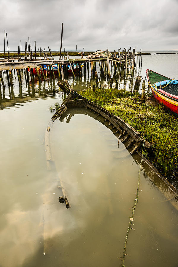 Sunken Fishing Boat Photograph by Marco Oliveira