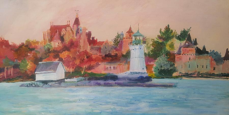 Sunken Island Lighthouse Painting by Cheryl LaBahn Simeone