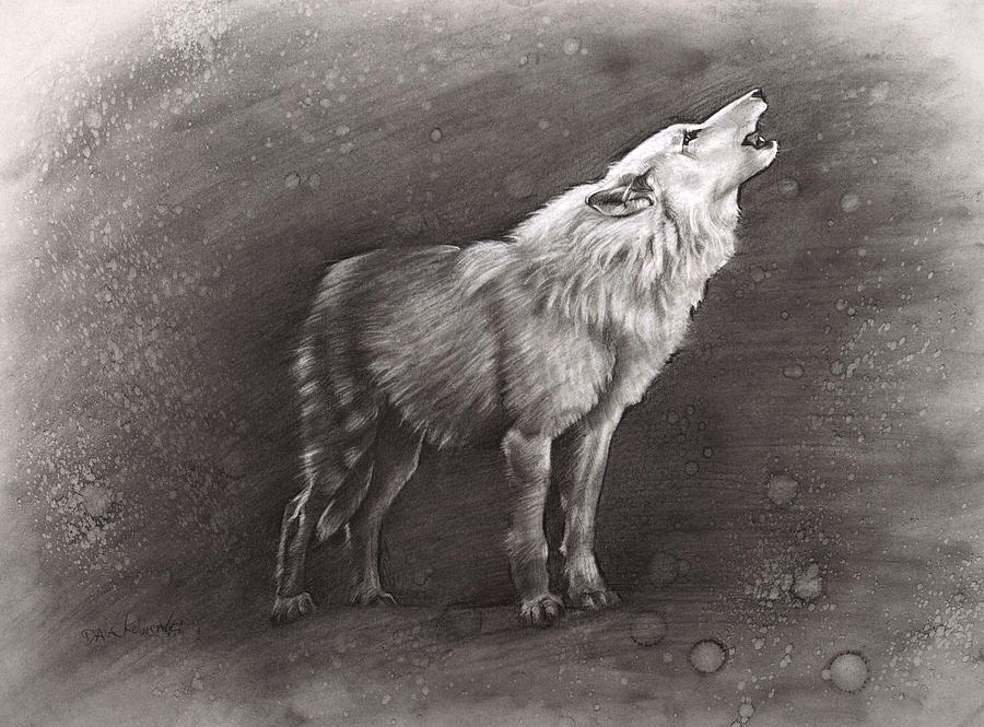 Wolves Drawing - Sunkmanitu Tanka / the Wolf by Dave Kobrenski