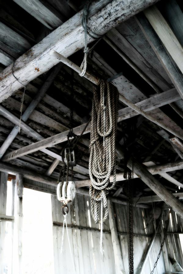 Rope Photograph - Sunlight in the boathouse by Per Lidvall
