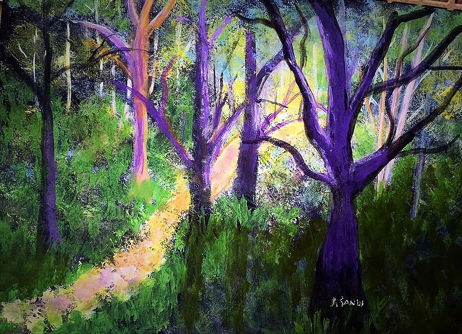 Sunlight in the Forest Painting by Anne Sands