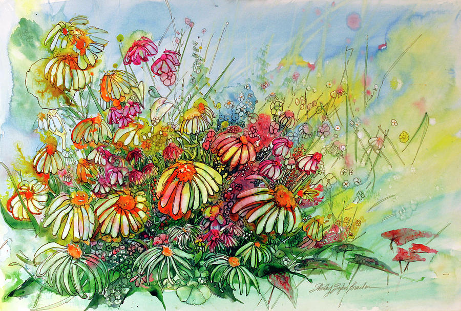 Sunlight on Flowers Painting by Shirley Sykes Bracken