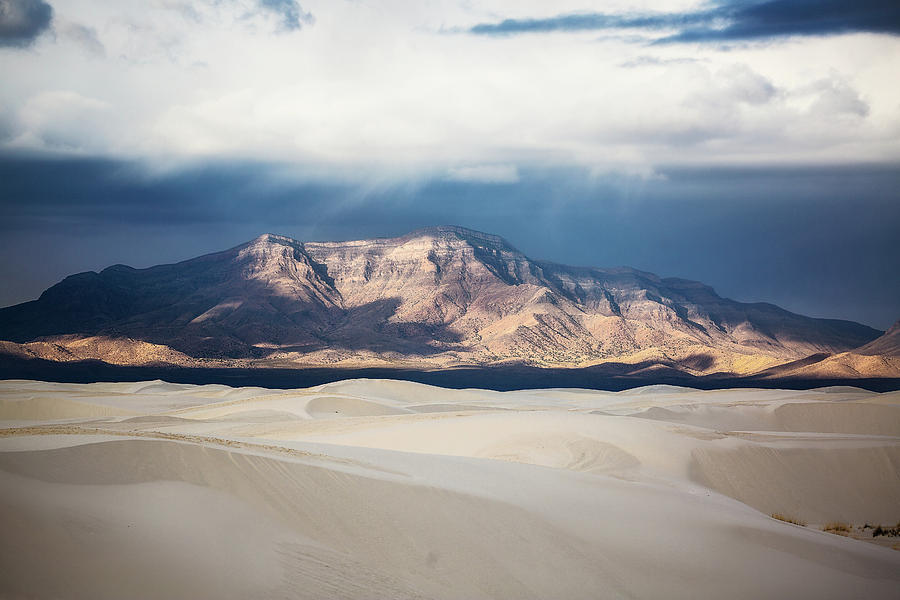 Sunlight On San Andres - Mountain And White Sand In New Mexico ...