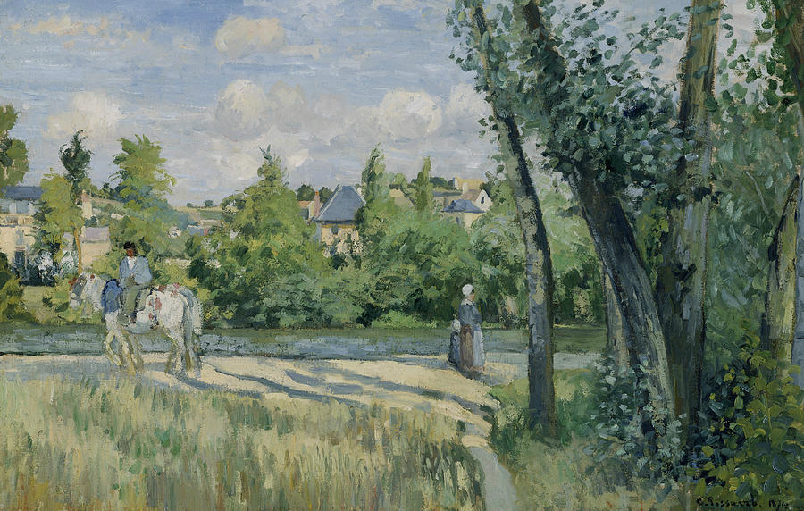 Sunlight on the Road Pontoise Painting by Camille Pissarro