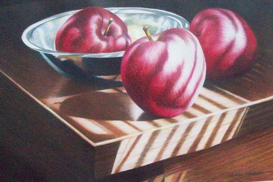 Still Life Drawing - Sunlit Apples 2 by Sylvester Hickmon