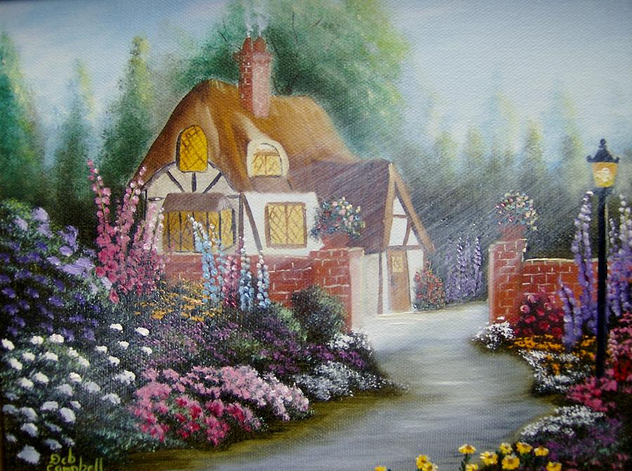 Sunlit Cottage Painting by Debra Campbell