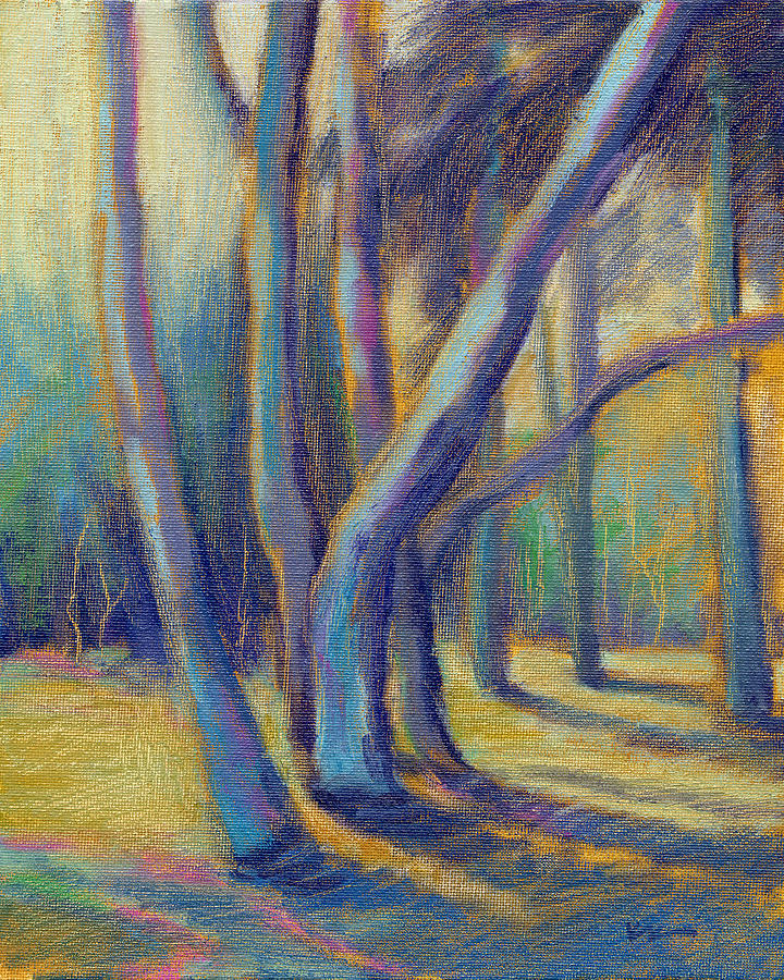 Sunlit Eucalyptus Painting by Konnie Kim
