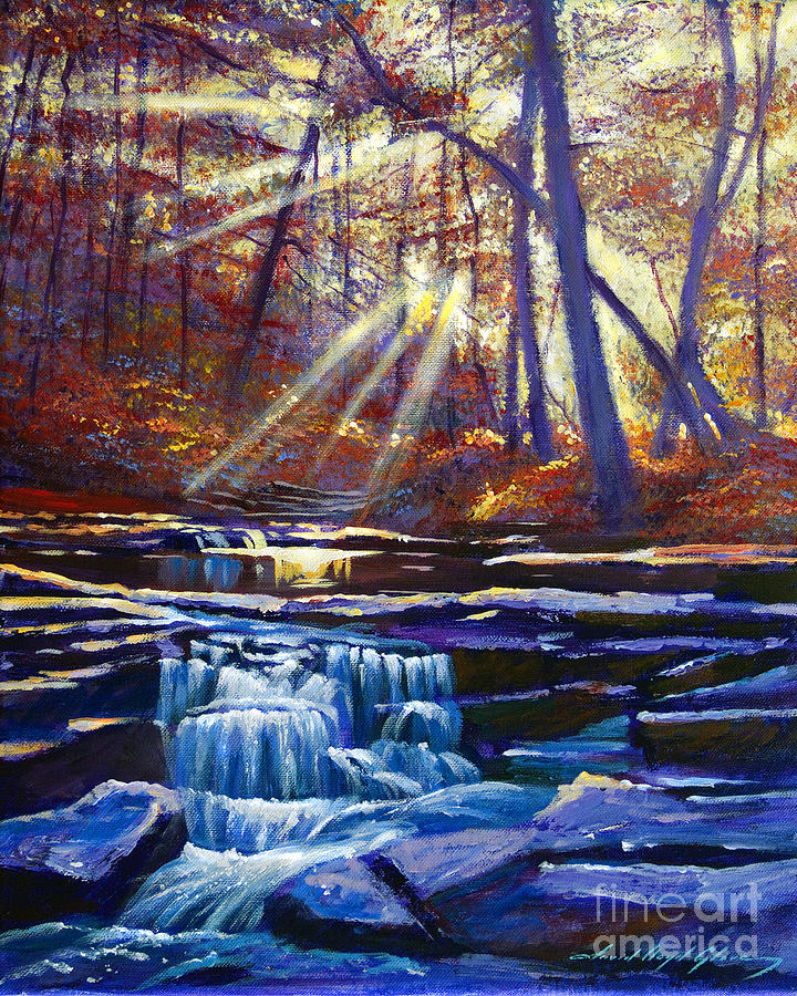 Sunlit Falls Painting by David Lloyd Glover