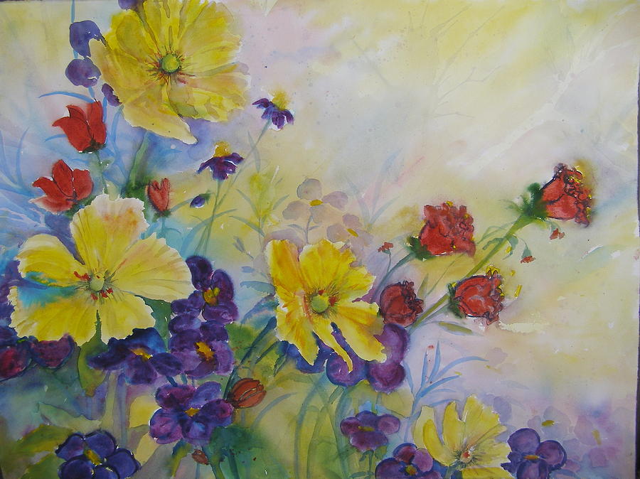 Flower Painting - Sunlit Floral by Laurie Salmela