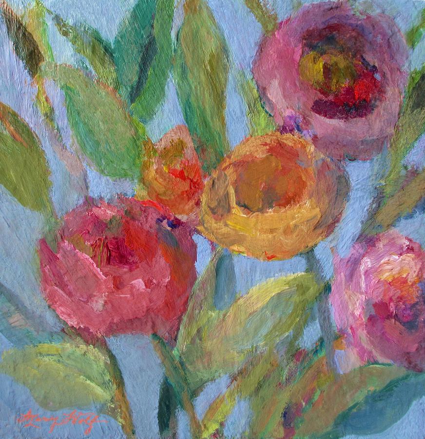 Sunlit Flower Garden Painting by Mary Wolf