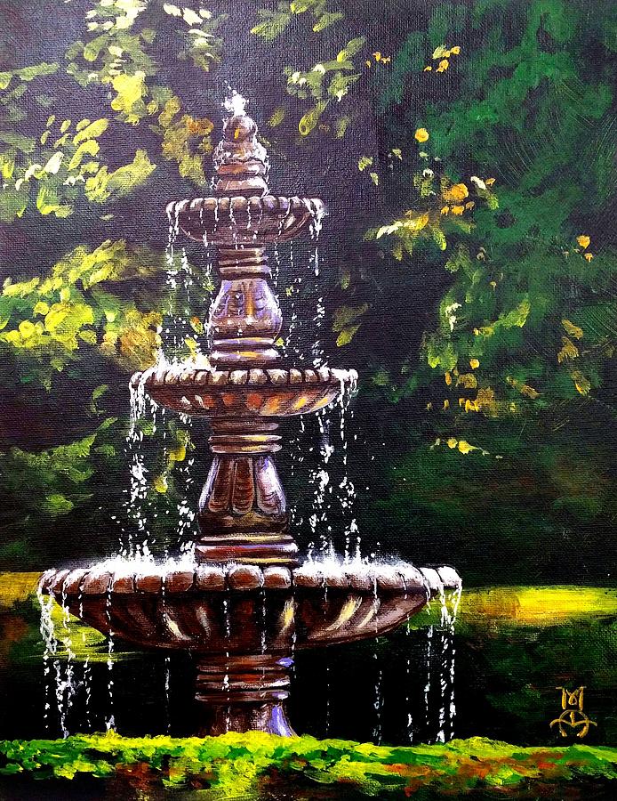 Sunlit Fountain Painting