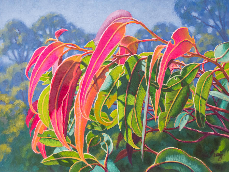 Tree Painting - Sunlit Gumleaves 12 by Fiona Craig