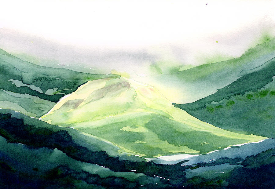 Sunlit Mountain Painting by Anil Nene