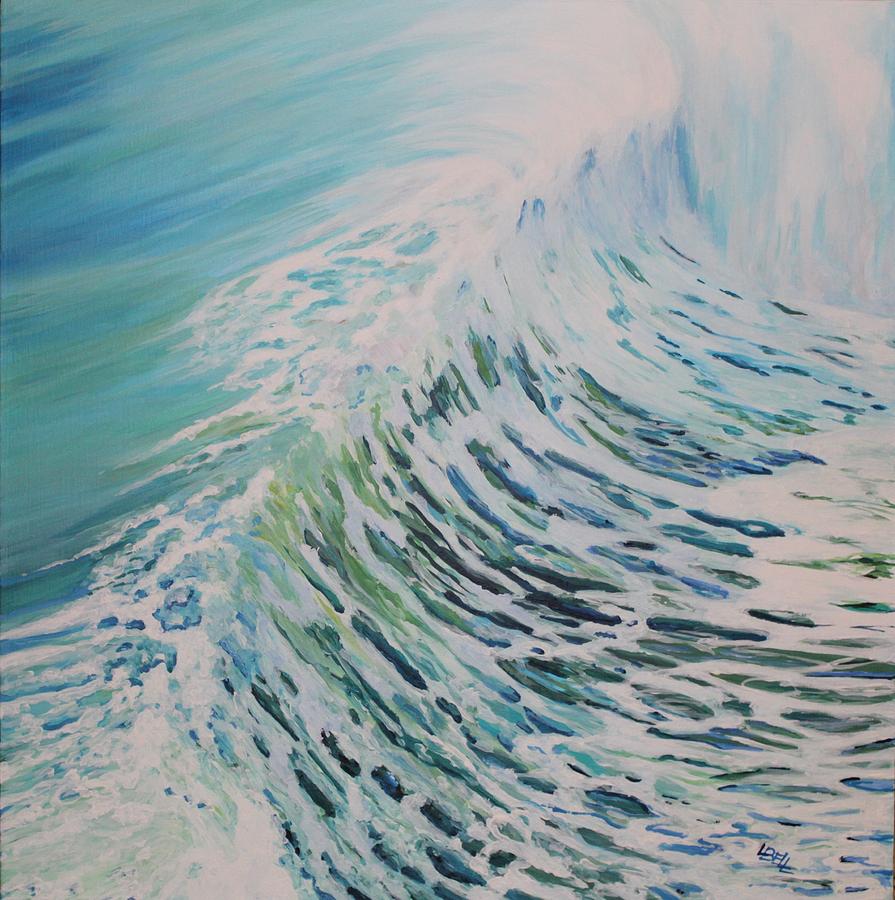 Sunlit ocean wave Painting by Leonie Bell