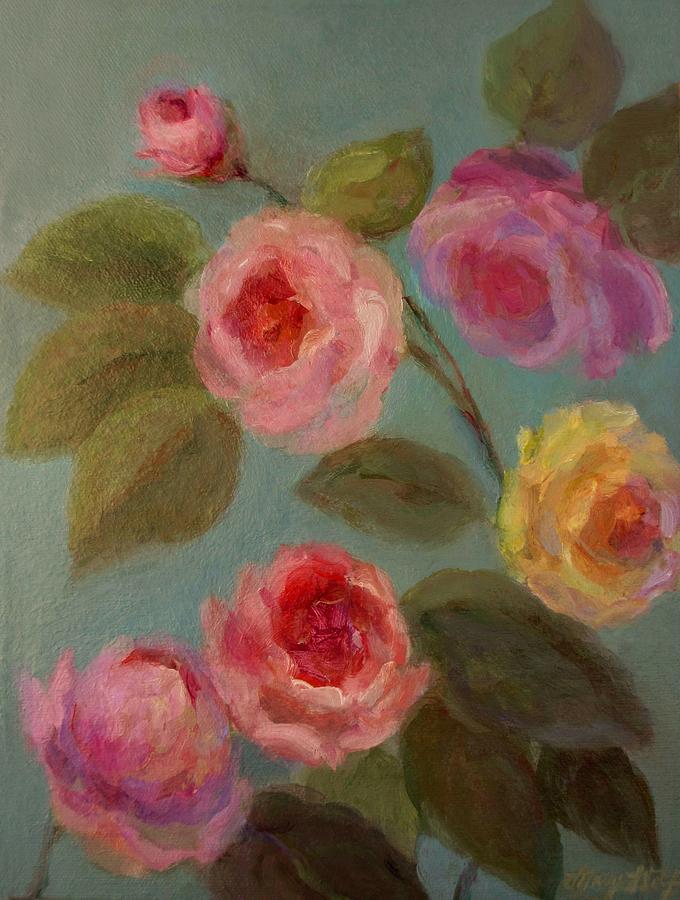 Sunlit Roses Painting by Mary Wolf