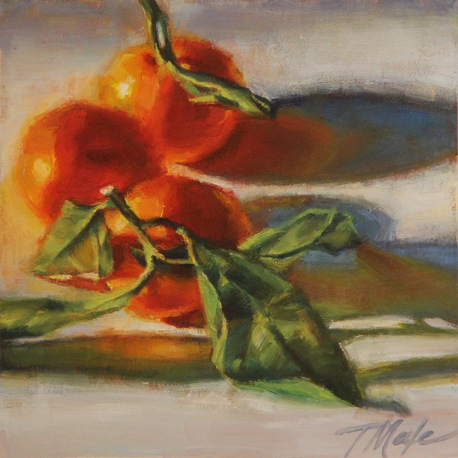 Sunlit Satsumas Painting by Tracy Male