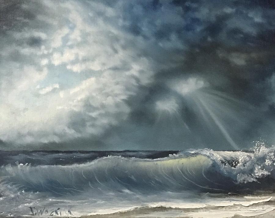 Sunlit sea Painting by Justin Wozniak