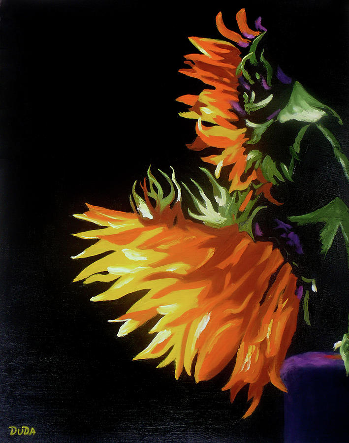 Sunlit Sunflowers Painting by Susan Duda