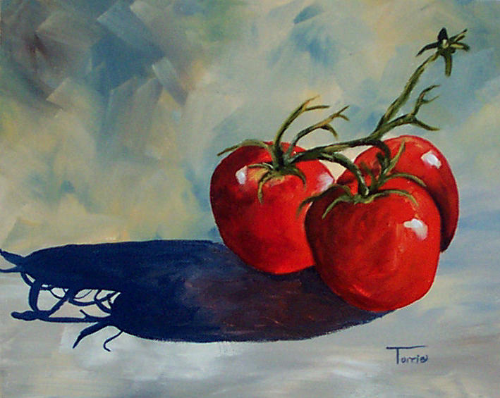 Sunlit Tomatoes  Painting by Torrie Smiley