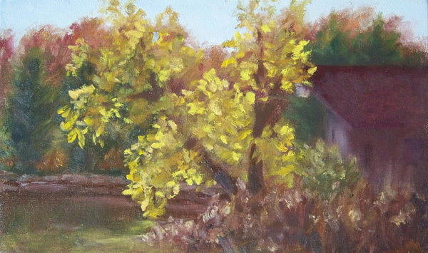 Nature Painting - Sunlit Tree  by the Pond by Ruth Ann Sturgill