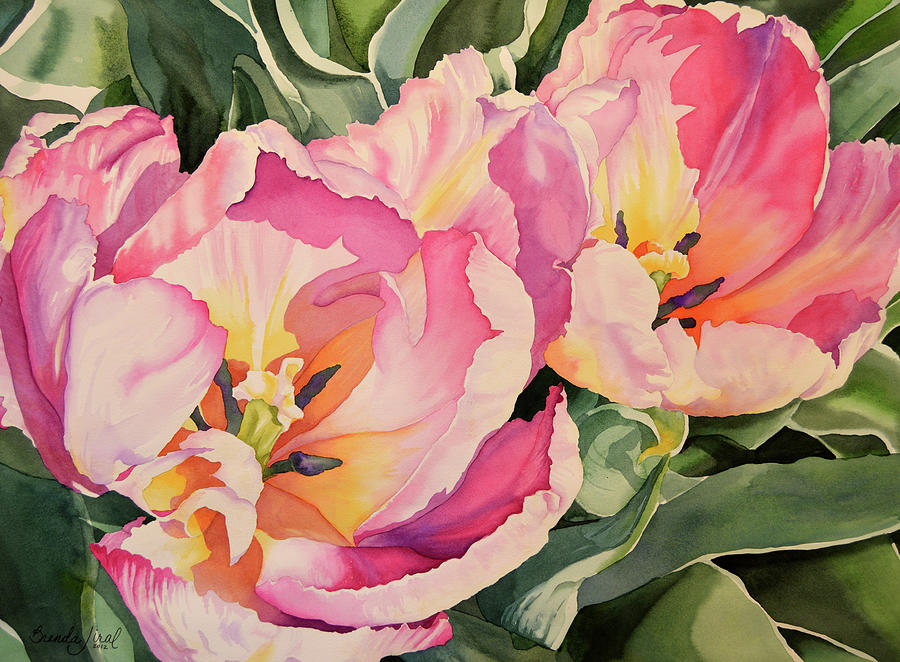Watercolor Painting - Sunlit Tulips by Brenda Jiral Watercolor Painting - Sunlit Tulips by Brenda Jiral