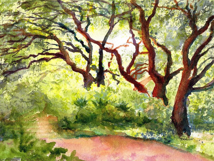 Sunlit Wooded Path Painting by Carlin Blahnik CarlinArtWatercolor
