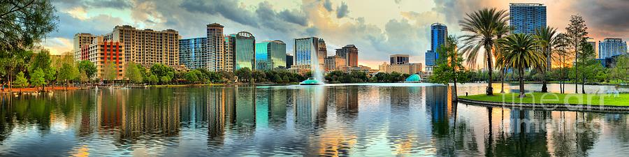 Sunning Orlando Skyline Reflections Photograph by Adam Jewell