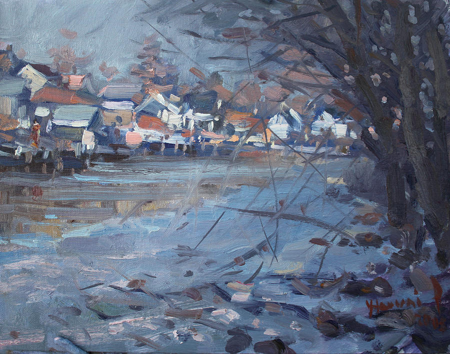 Winter Painting - Sunny Afternoon by Frozen Waters by Ylli Haruni