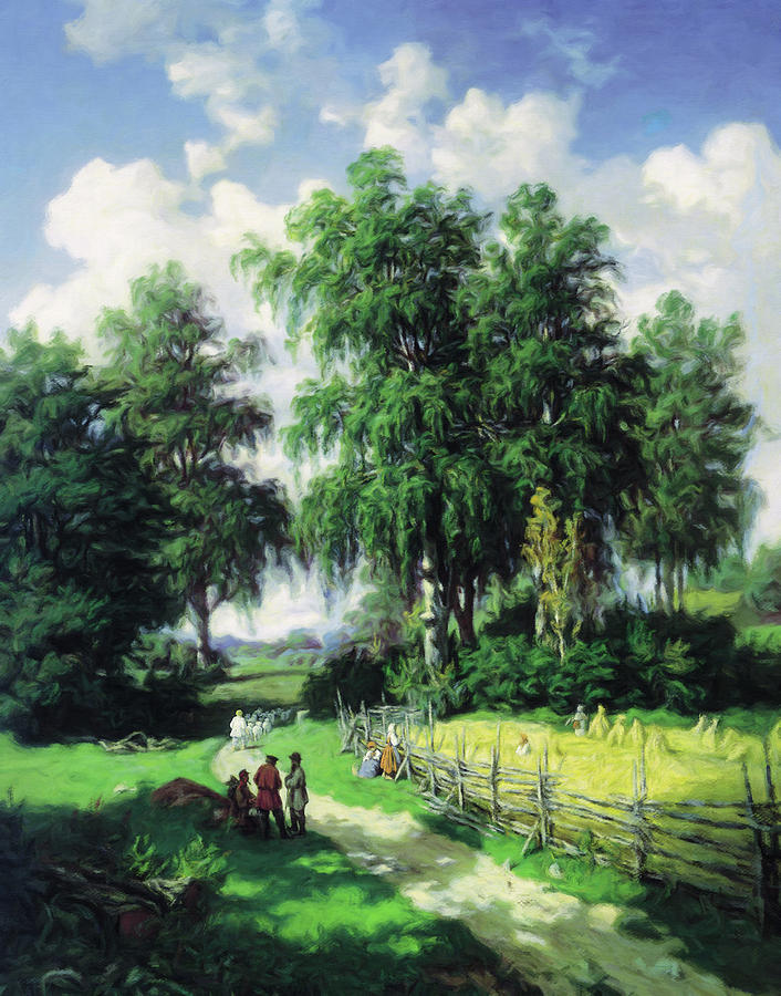 Landscape Impressionism Mixed Media - Sunny Afternoon In The Meadows by Georgiana Romanovna