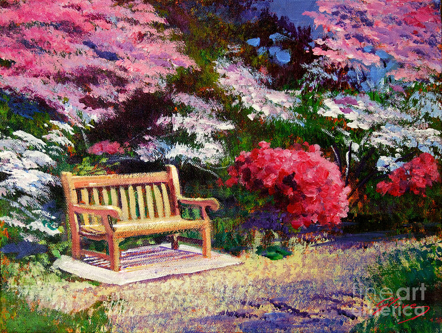 Garden Painting - Sunny Bench Plein Aire by David Lloyd Glover
