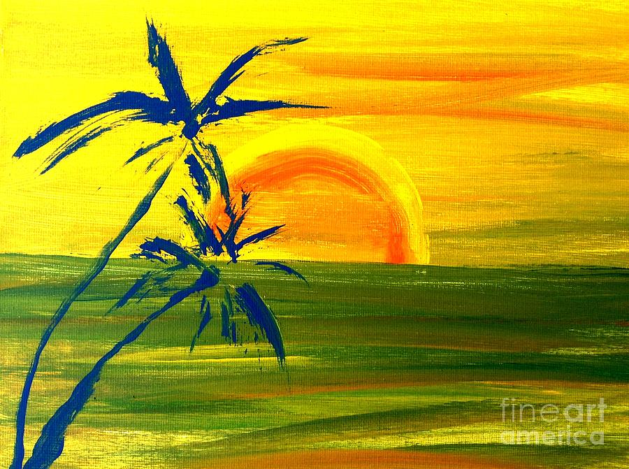 Sunny Blue Palms Painting by James and Donna Daugherty