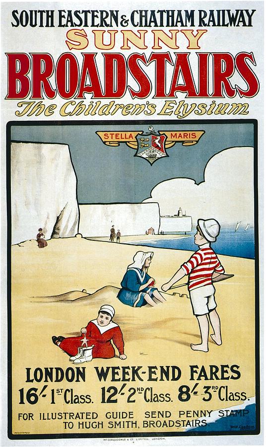 Sunny Broadstairs - South Eastern and Chatham Railway - Retro travel Poster - Vintage Poster Mixed Media by Studio Grafiikka